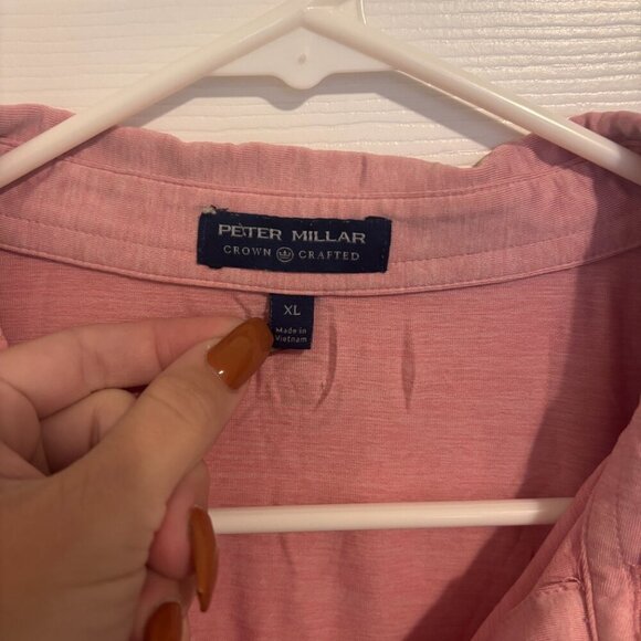 Peter Millar Crown Crafted Polo Shirt Peach Coral Short Sleeve Mens XL Golf Hike - Picture 2 of 6